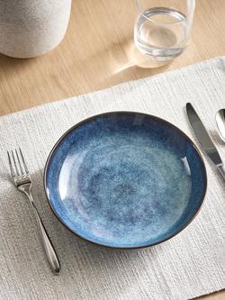 John Lewis Iver Reactive Glaze Stoneware Pasta Bowl, 22cm, Blue - view 2, 