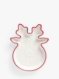 John Lewis Reindeer Red Rim Fine China Dish, 18cm, White/Red