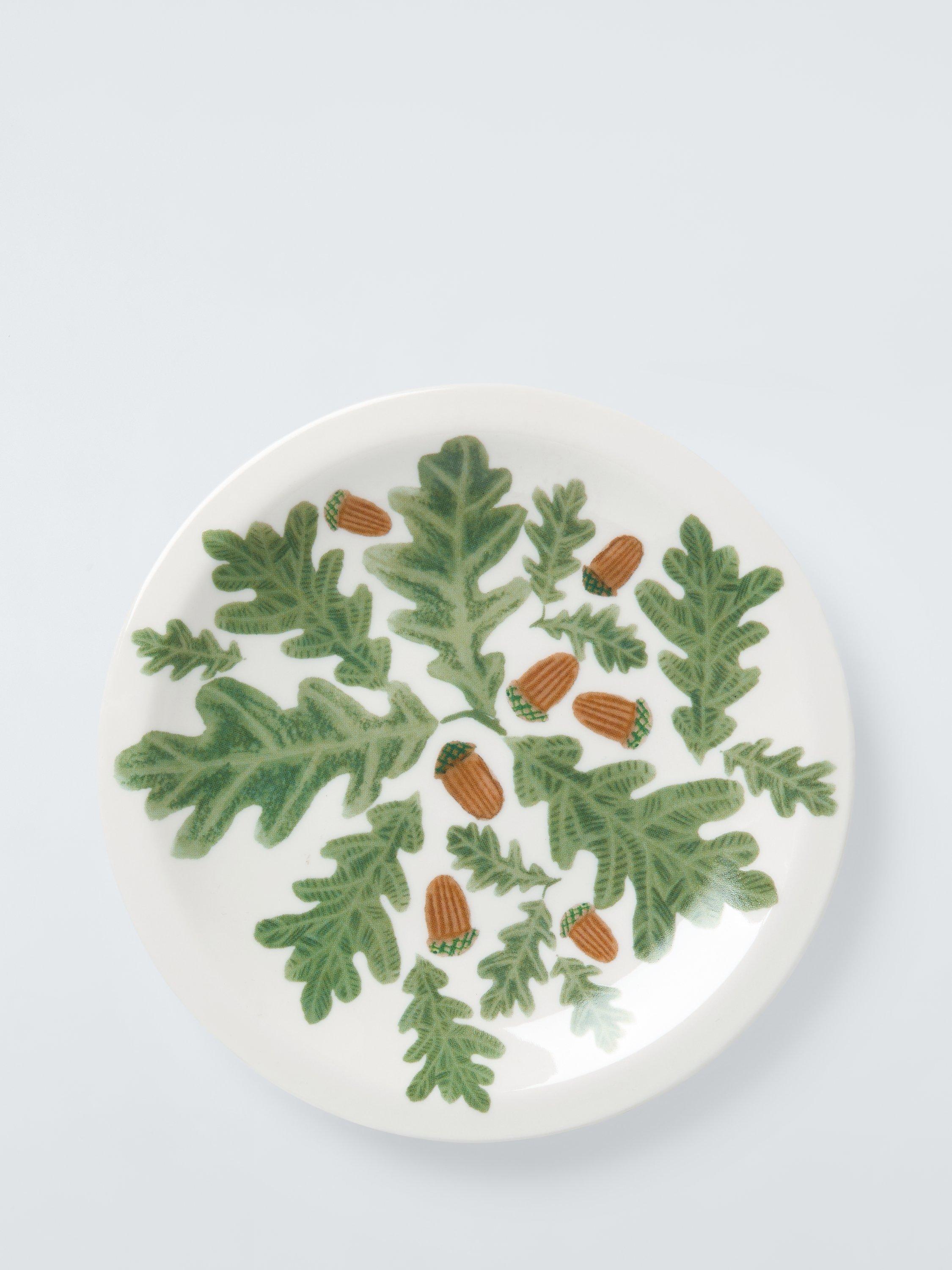 John Lewis Acorn Leaves Small Fine China Plate, 15cm, Green/Multi