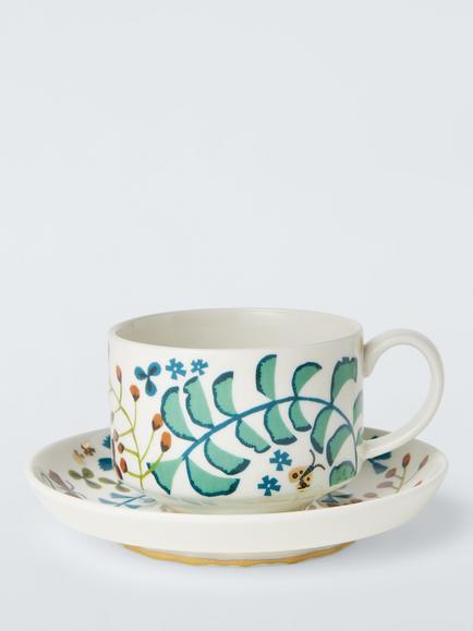 John Lewis Ulla Floral Fine China Tea Cup & Saucer, 250ml, Multi