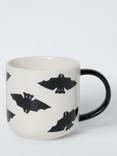 John Lewis Halloween Bat Fine China Mug, 325ml, Black