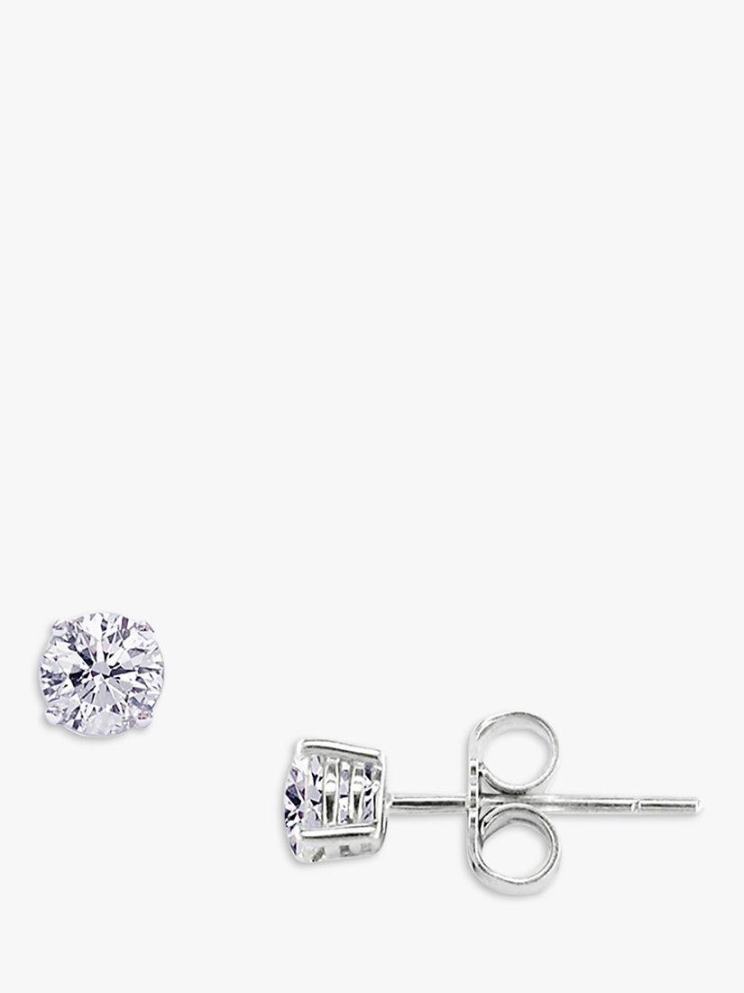 E.W Adams White Gold Diamond Stud Earrings, Silver