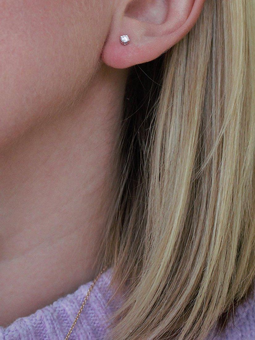 E.W Adams White Gold Diamond Stud Earrings, Silver