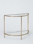 John Lewis Langham Half Moon Glass Console Table, Brass