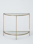 John Lewis Langham Half Moon Glass Console Table, Brass