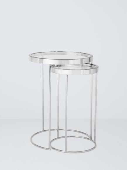 John Lewis Savoy Nest of 2 Glass Tables, Chrome