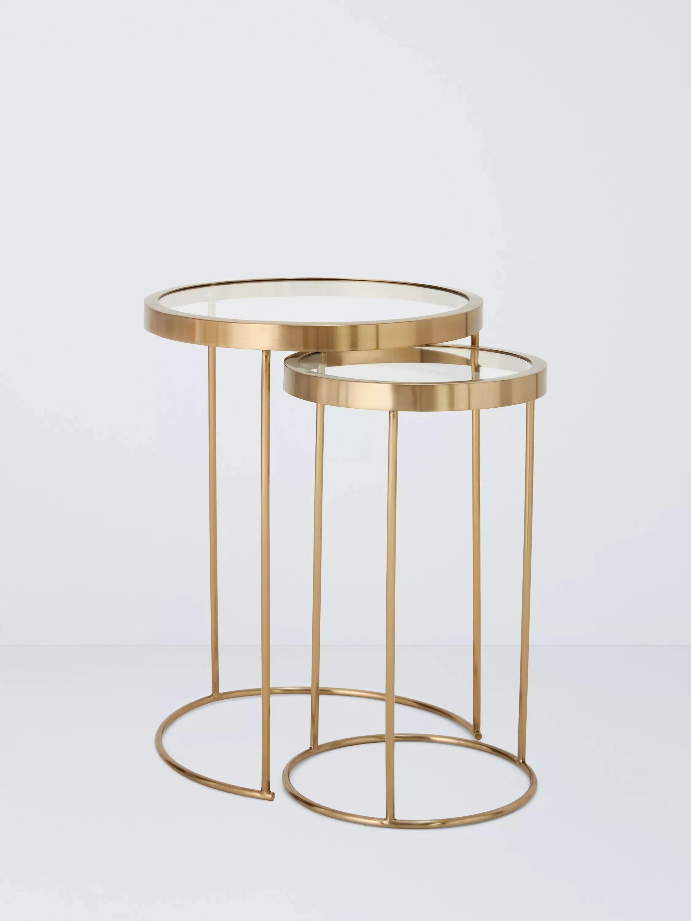 John Lewis Savoy Nest of Glass Tables, Brass