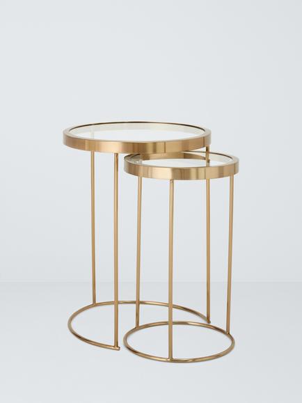 John Lewis Savoy Nest of 2 Glass Tables, Brass