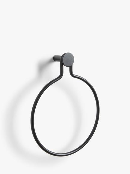 John Lewis Matt Black Towel Ring, 