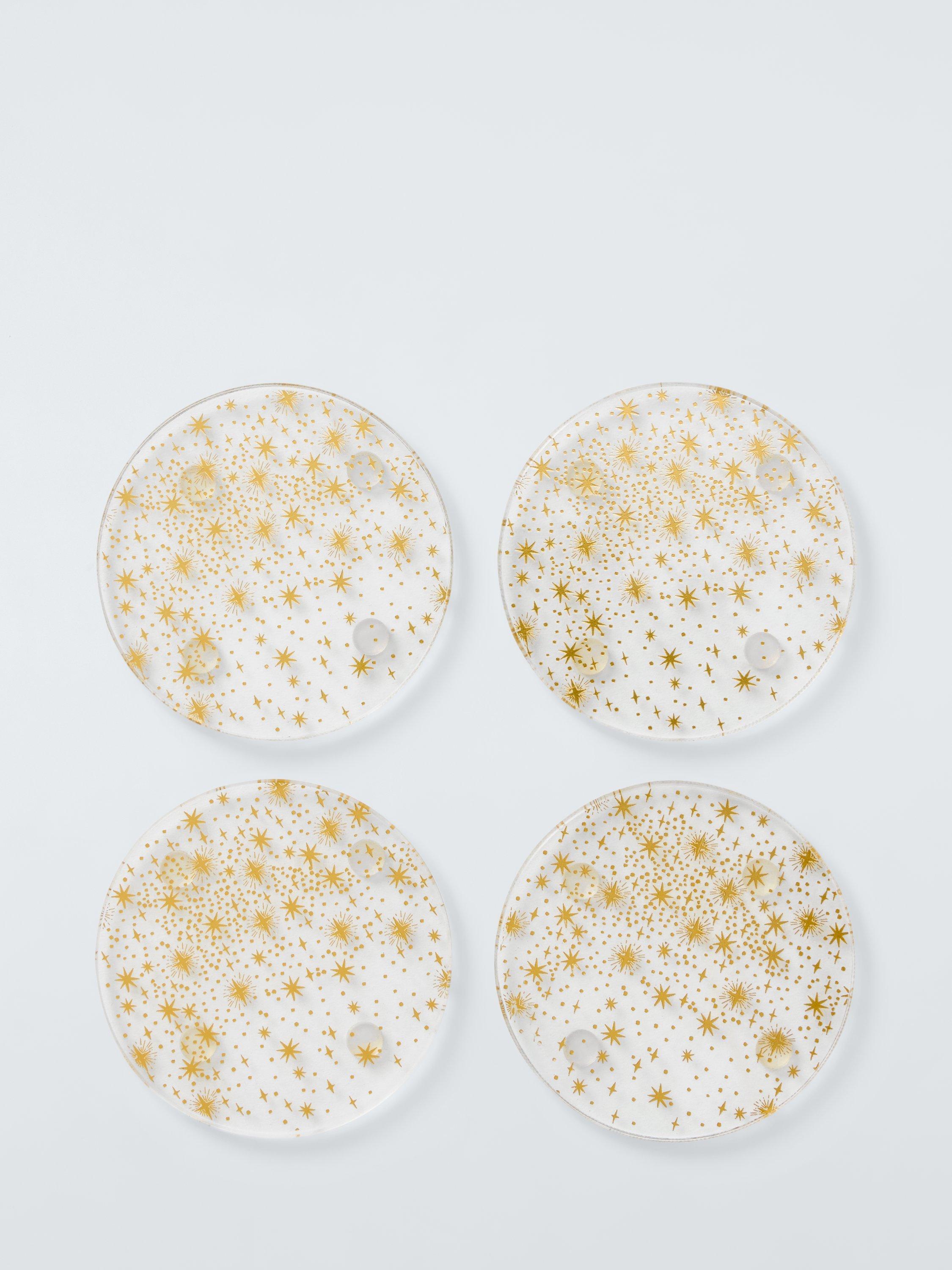 John Lewis Star Glass Coasters, Set of 4, Gold