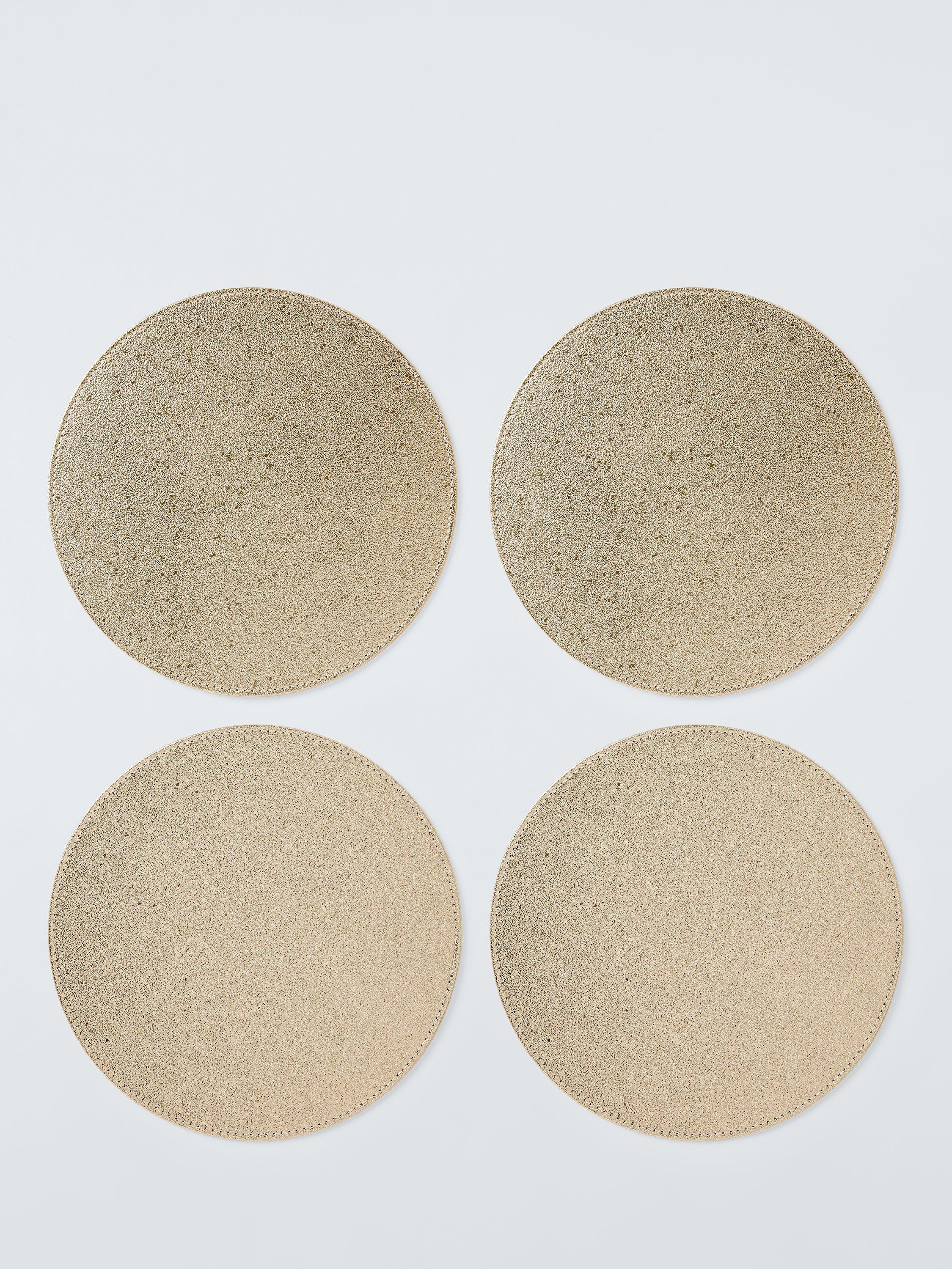 John Lewis Faux Leather Reversible Coasters, Set of 4, Gold/Silver