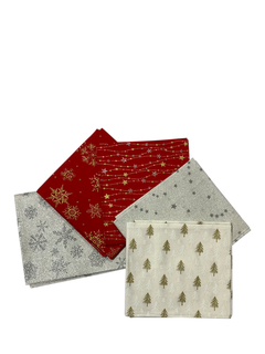 John Loudon Classic Christmas Sparkles Fat Quarter Fabrics, Pack of 5, Multi
