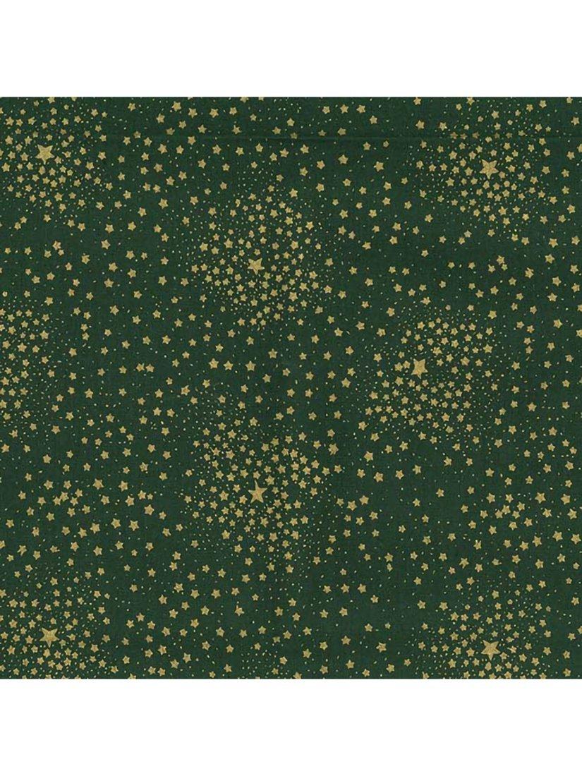 John Louden Scattered Stars Cotton Fabric, Green/Gold