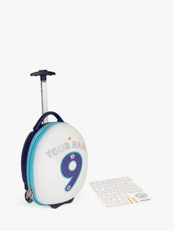 boppi Tiny Trekker England Football 2 Wheel Cabin Suitcase, 17L, White/Blue, White/Blue