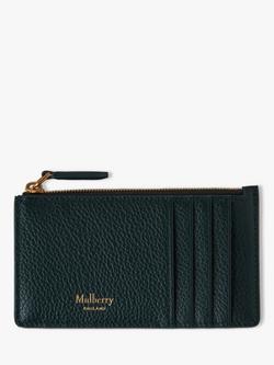 Mulberry Continental Small Classic Grain Leather Zipped Long Card Holder, Mulberry Green, Mulberry Green