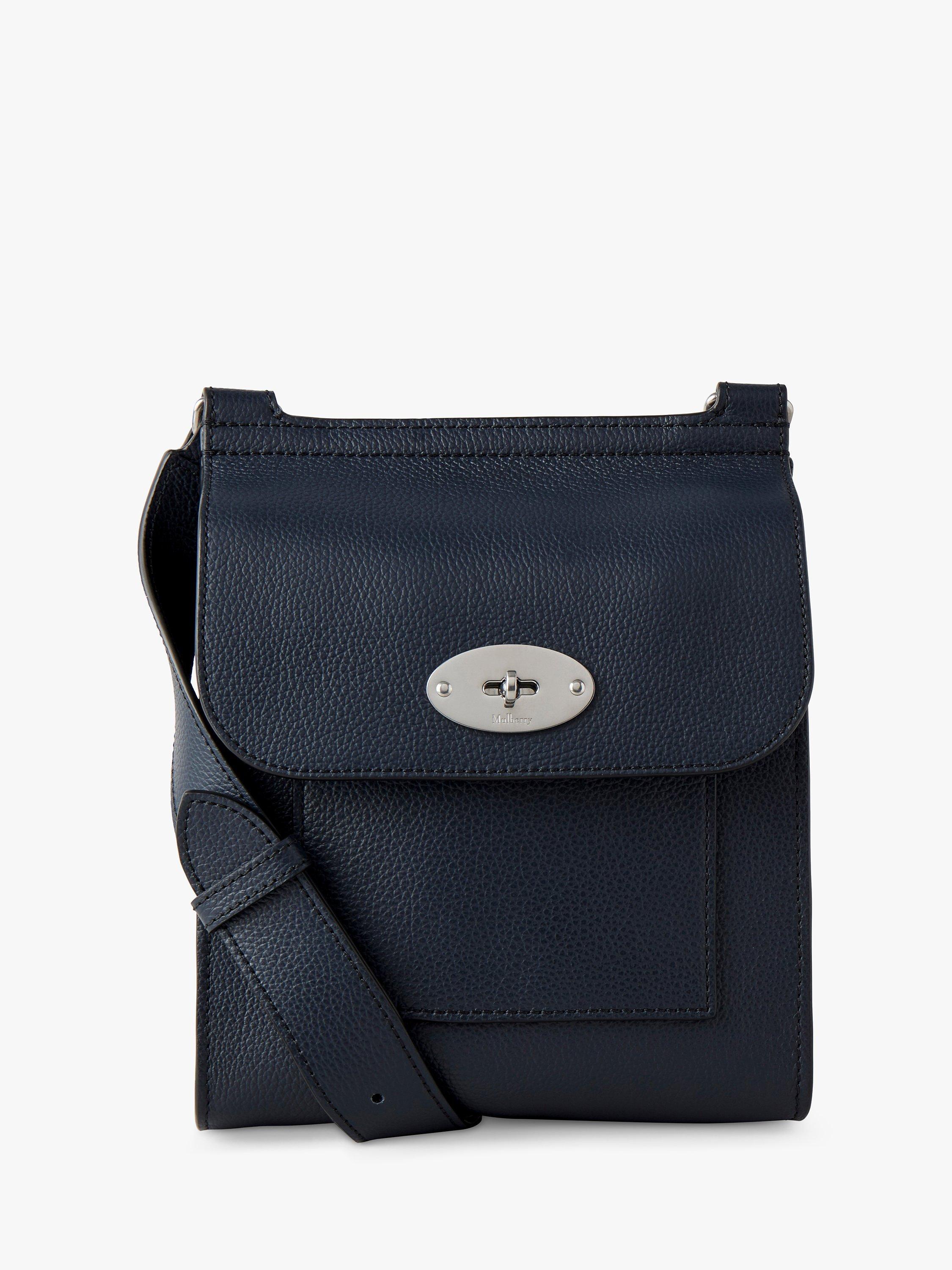 Product image 1 of 6, which shows Mulberry Small Antony Classic Grain Leather Satchel, Night Sky