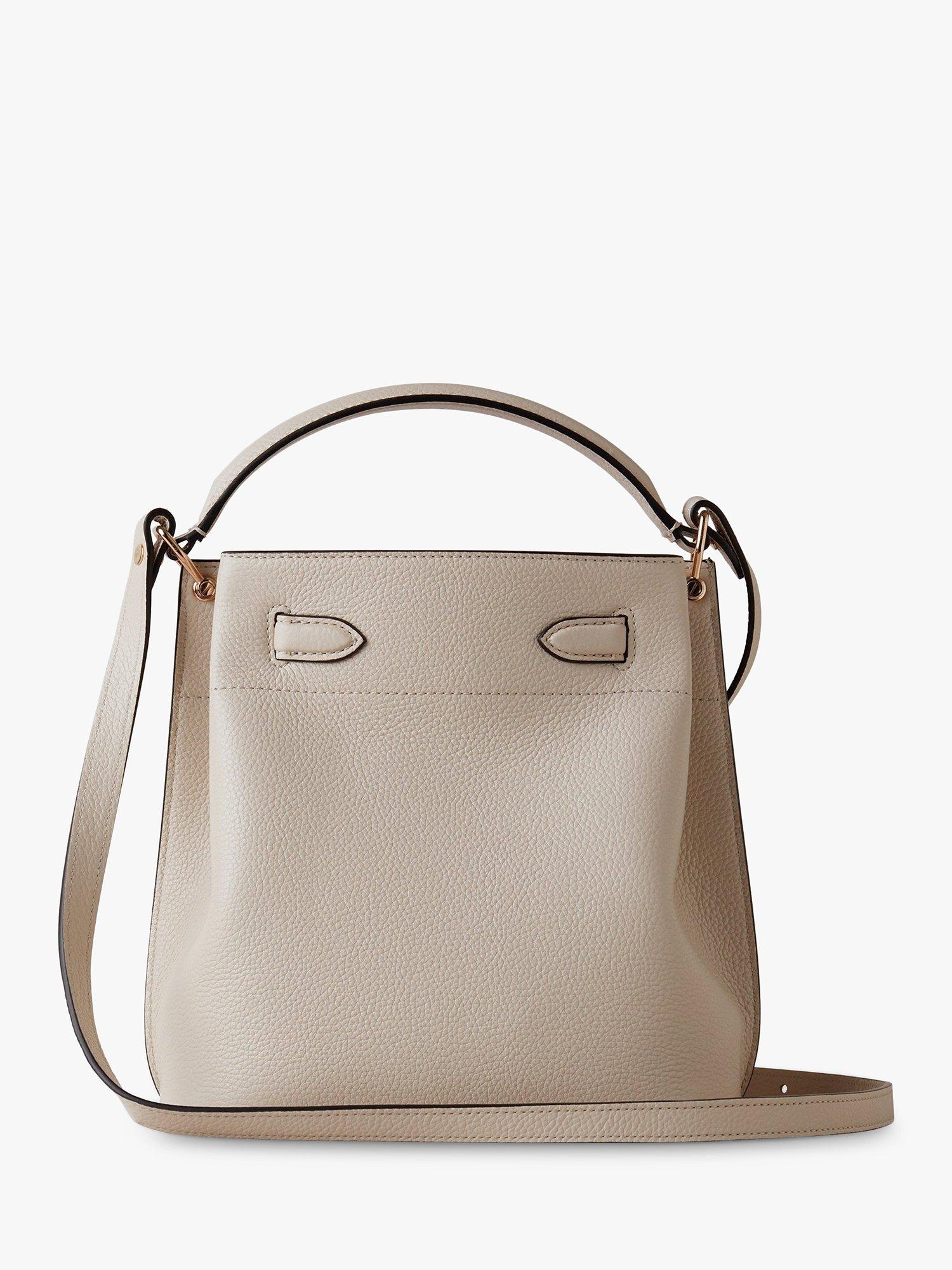 Product image 2 of 7, which shows Mulberry Islington Small Classic Grain Leather Bucket Bag, Chalk