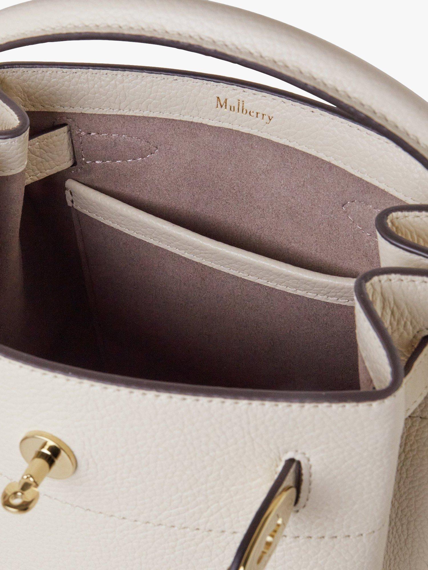 Product image 4 of 7, which shows Mulberry Islington Small Classic Grain Leather Bucket Bag, Chalk