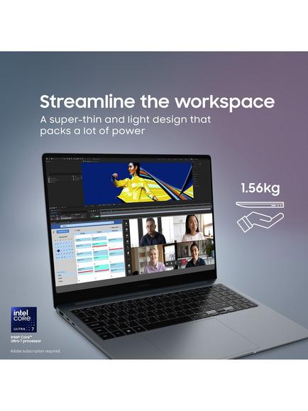 Samsung Galaxy Book4 Pro Laptop, Intel Core Ultra 7 Processor, 16GB RAM, 512GB SSD, 16" 3K Touch Screen, Moonstone Grey - view 2, Moonstone Grey