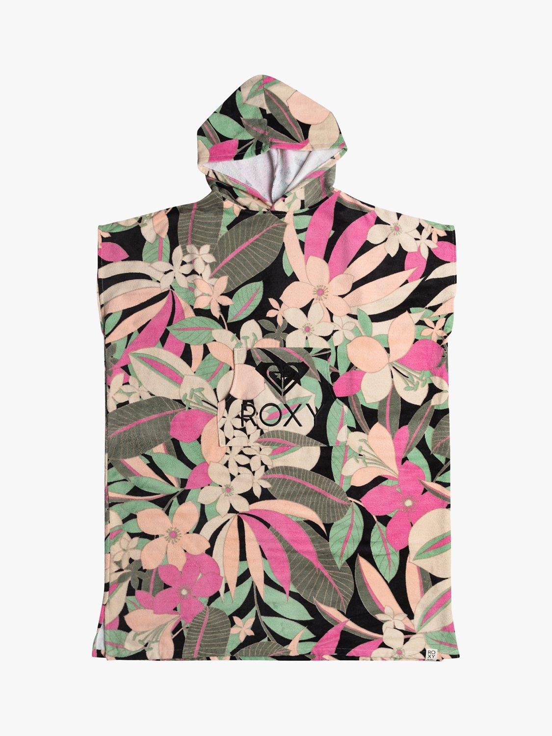 Roxy Palm Print Magic Towelling Poncho, Anthracite/Multi