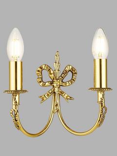 John Lewis Bow Double Wall Light, Antique Brass