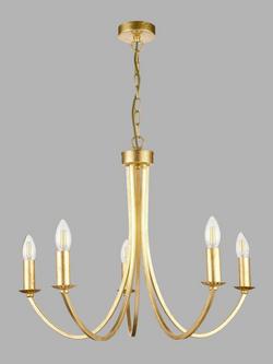 John Lewis Belle 5 Light Candelabra Ceiling Light, Gold, Brass
