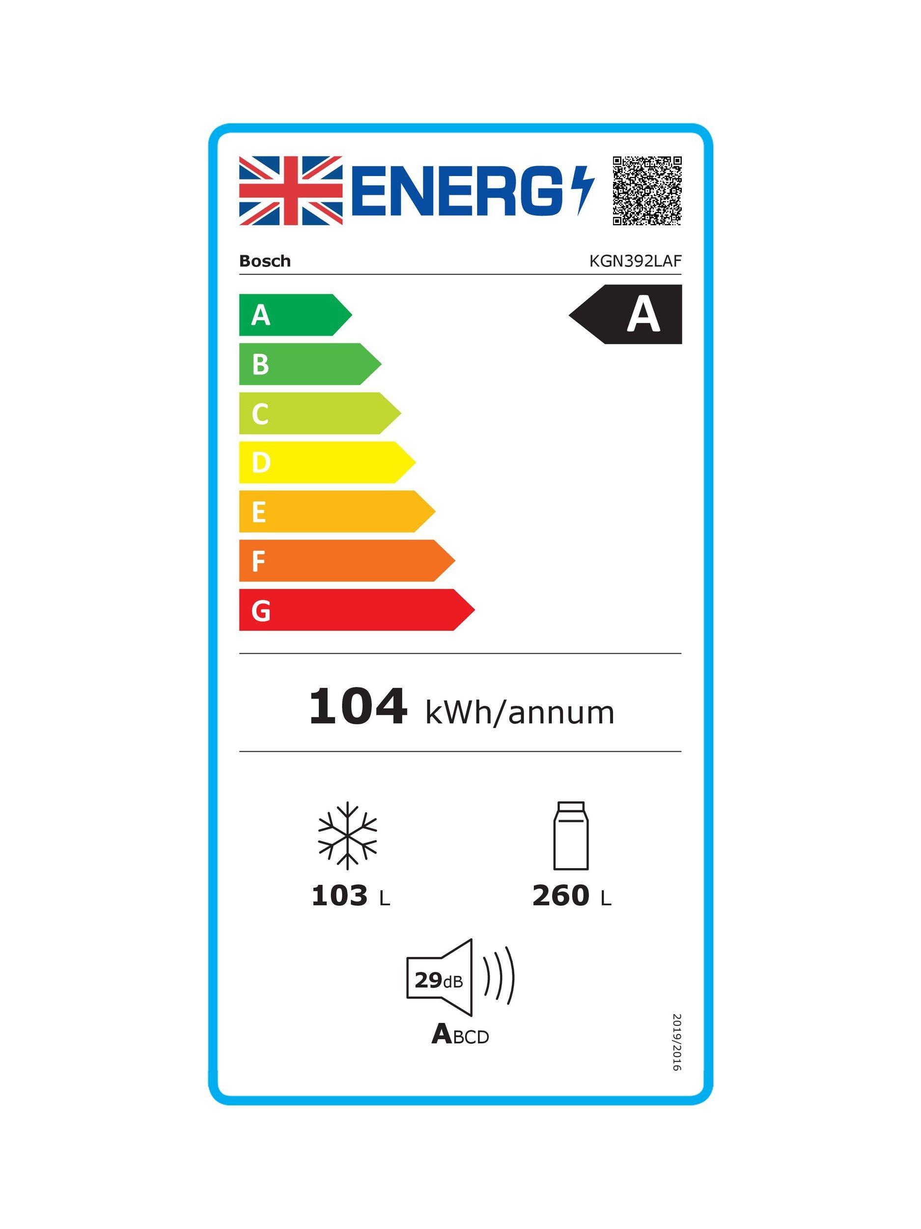 This item is rated A for energy efficiency on a scale from A (most efficient) to G (least efficient).