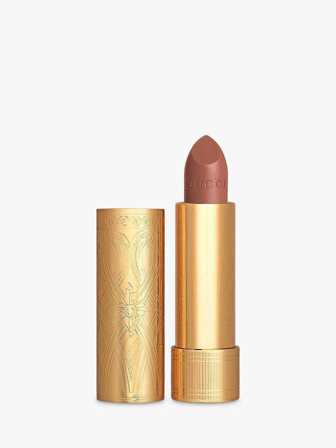 Product image 1 of 9, which shows Gucci Rouge À Lèvres Satin Lipstick, 121 Elena Sand