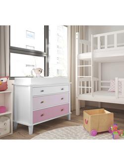 Little Seeds Monarch Hill Poppy 3 Drawer Changing Table, White/Pink