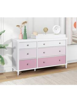 Little Seeds Monarch Hill Poppy 6 Drawer Changing Table, White/Pink
