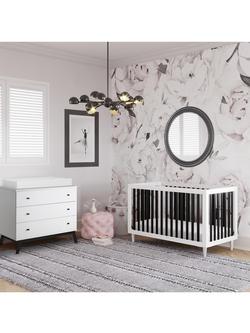 Little Seeds Rowan Valley Flint 3-in-1 Convertible Cotbed, White/Black