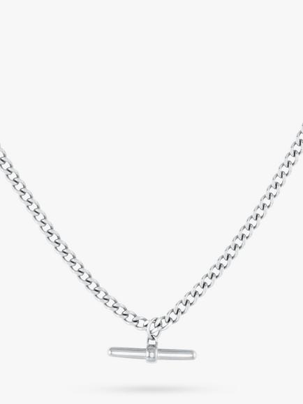 Orelia & Joe Curb Chain T-Bar Pendant Necklace - view 2, Silver
