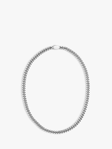 Orelia Chunky Flat Curb Chain Necklace, Silver, Silver