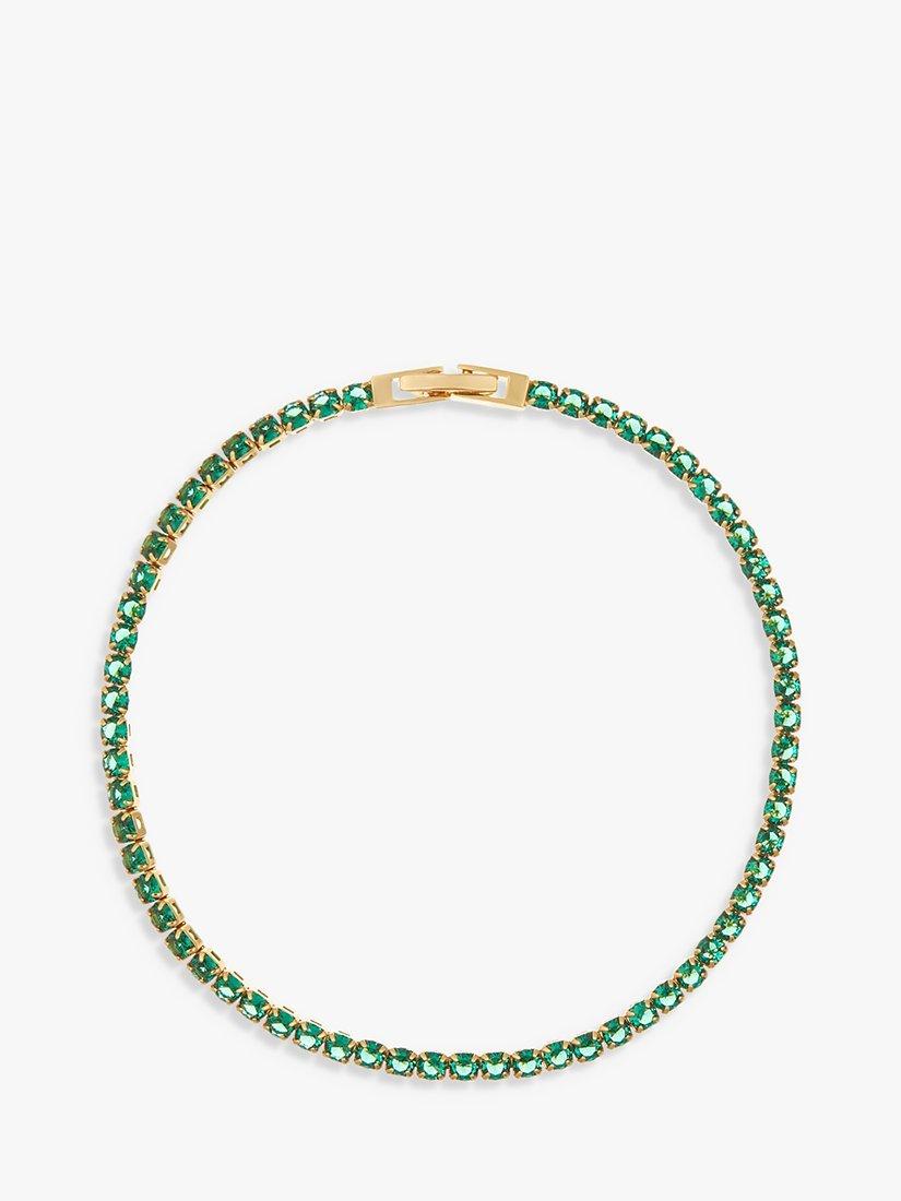 Product image 1 of 2, which shows Orelia Swarovski Crystal Tennis Bracelet, Gold/Emerald