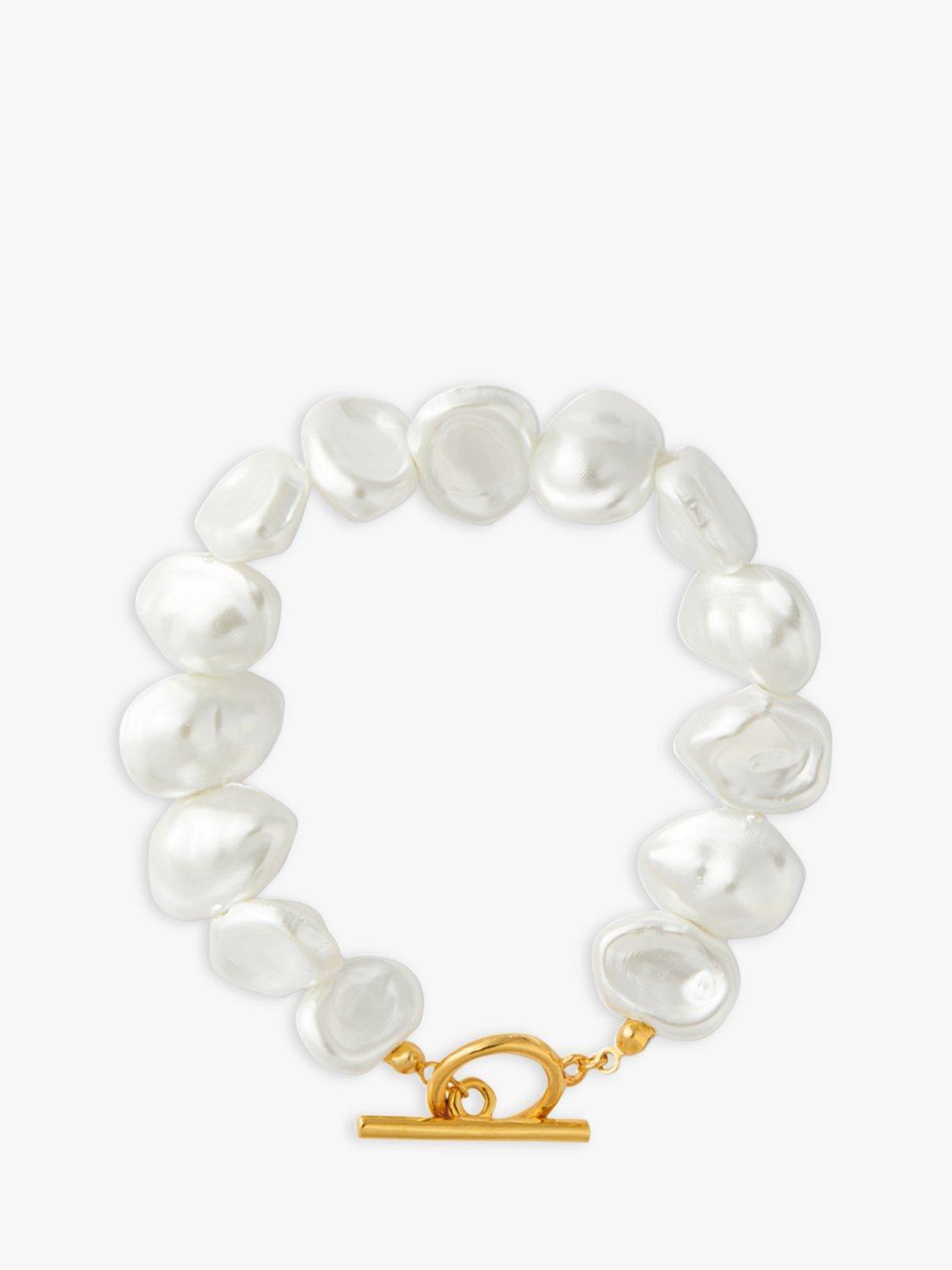 Orelia Statement Faux Pearl Bracelet, Gold