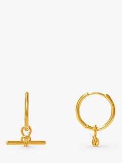 Orelia Dainty T-Bar Knot Detail Hoop Earrings, Gold