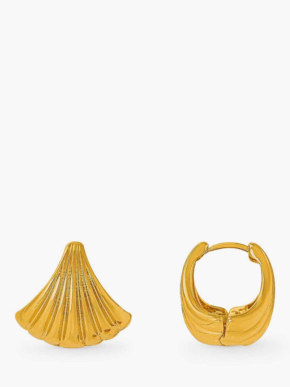 Orelia Scallop Fan Hoop Earrings, Gold