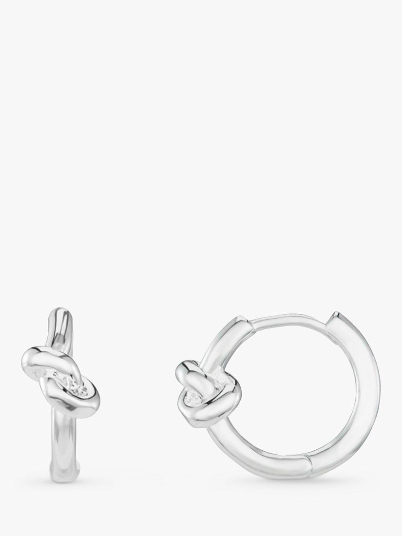 Orelia Polished Knot Huggie Hoops, Silver