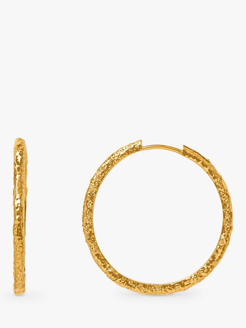 Product image 1 of 2, which shows Orelia Molten Mid Size Hoop Earrings, Gold