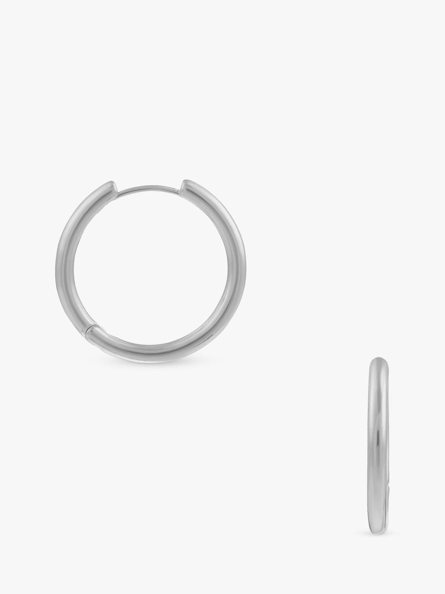 Orelia Everyday Elevated Hoop Earrings, Silver