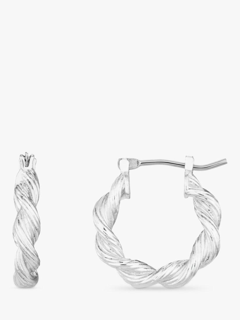 Orelia Twist Textured Small Hoops, Silver