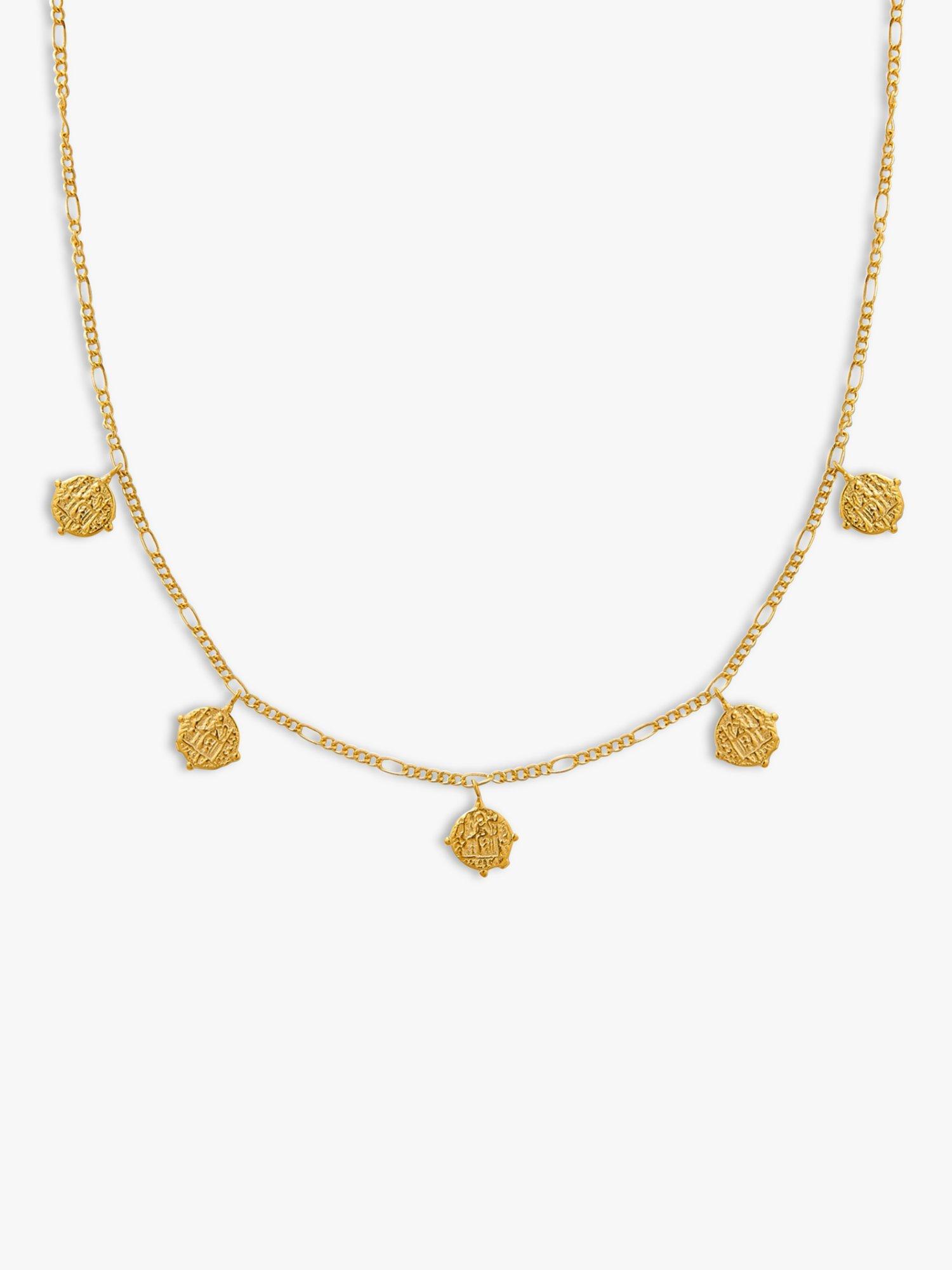 Orelia Multi Coin Figaro Collar Necklace, Gold