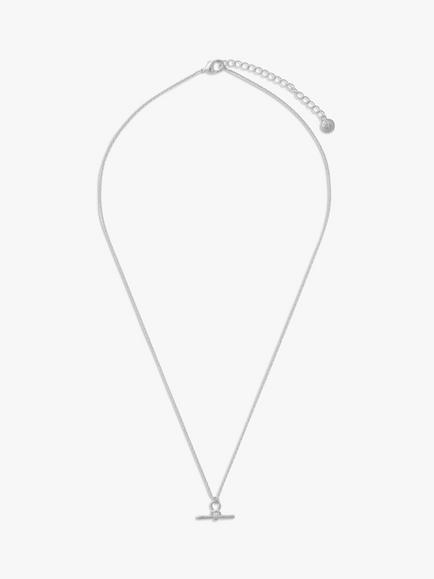Orelia Dainty T-Bar Knot Detail Pendant Necklace, Silver