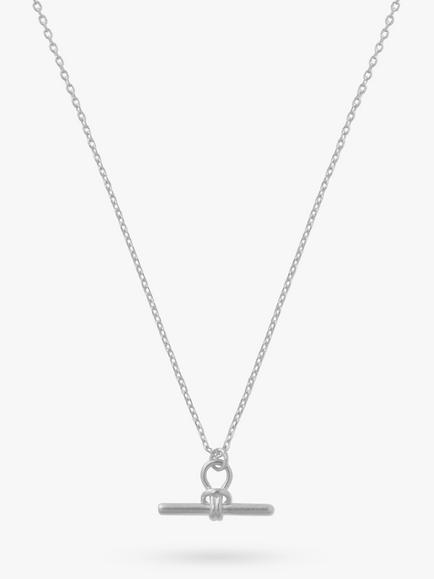 Orelia Dainty T-Bar Knot Detail Pendant Necklace - view 2, Silver