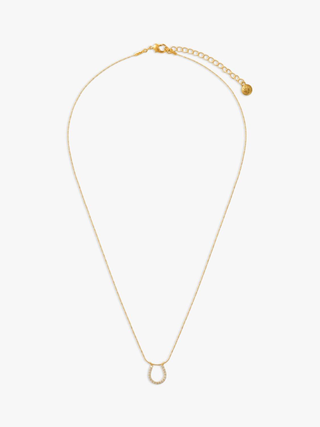 Orelia Horseshoe Pave Pendant Necklace, Gold