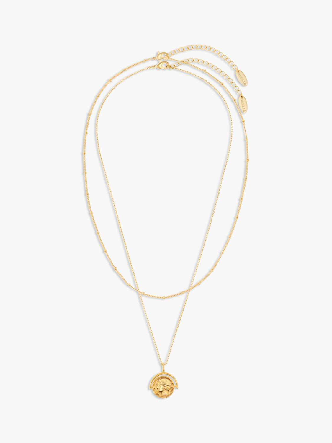 Orelia Goddess Coin & Beaded Layered Necklace, Gold
