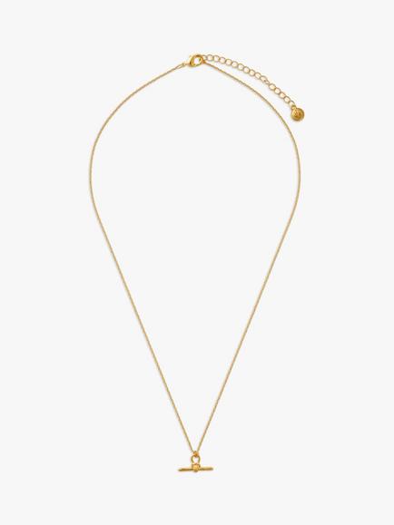Orelia Dainty T-Bar Knot Detail Pendant Necklace, Gold