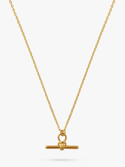 Orelia Dainty T-Bar Knot Detail Pendant Necklace - view 2, Gold