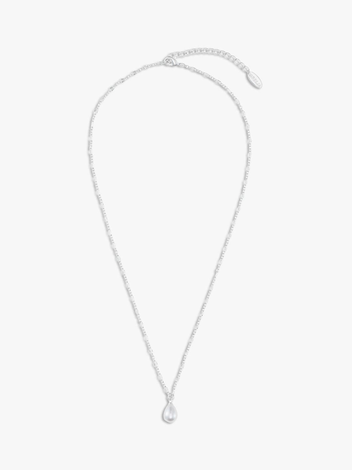 Orelia Dainty Peardrop Pearl Pendant Necklace, Silver
