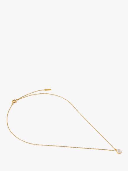 Orelia Luxe Semi Precious Moonstone Charm Necklace, Gold, Gold